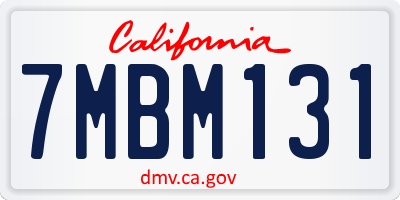 CA license plate 7MBM131