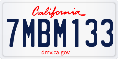 CA license plate 7MBM133