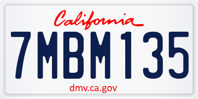 CA license plate 7MBM135