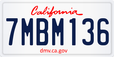 CA license plate 7MBM136