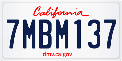 CA license plate 7MBM137