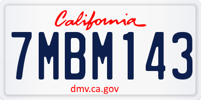 CA license plate 7MBM143