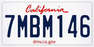 CA license plate 7MBM146