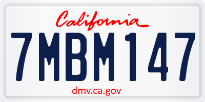 CA license plate 7MBM147