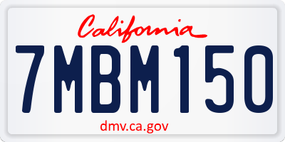 CA license plate 7MBM150