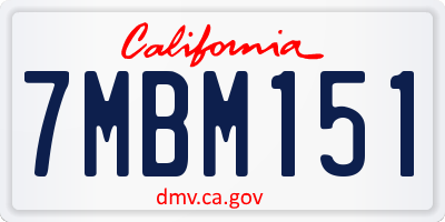 CA license plate 7MBM151