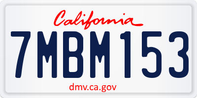 CA license plate 7MBM153