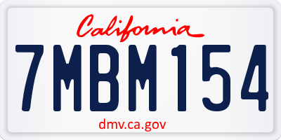 CA license plate 7MBM154