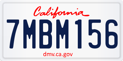 CA license plate 7MBM156