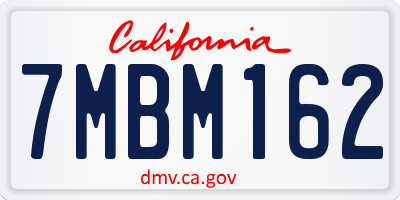 CA license plate 7MBM162
