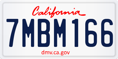 CA license plate 7MBM166