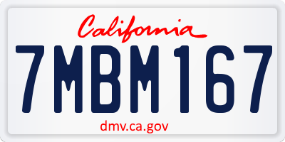 CA license plate 7MBM167
