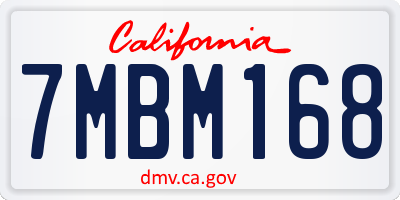 CA license plate 7MBM168