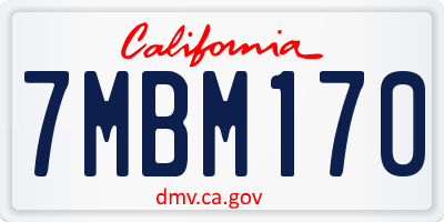 CA license plate 7MBM170
