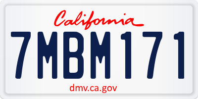 CA license plate 7MBM171