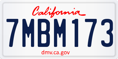CA license plate 7MBM173