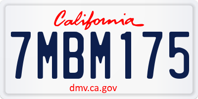 CA license plate 7MBM175
