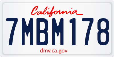 CA license plate 7MBM178
