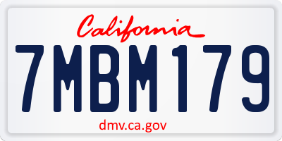 CA license plate 7MBM179