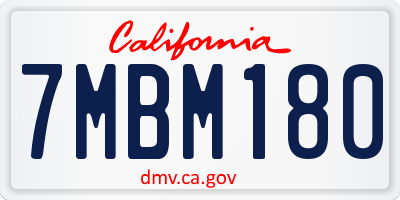 CA license plate 7MBM180