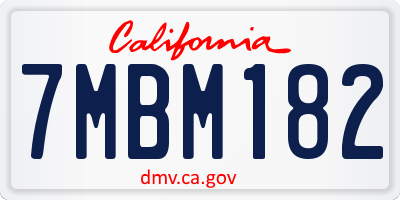 CA license plate 7MBM182