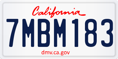 CA license plate 7MBM183