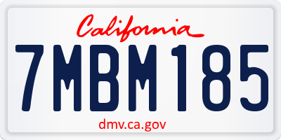 CA license plate 7MBM185