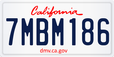 CA license plate 7MBM186