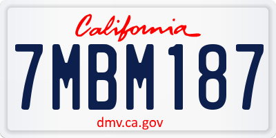 CA license plate 7MBM187