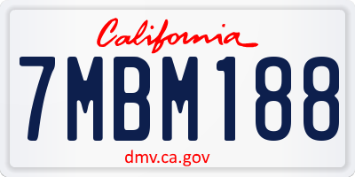 CA license plate 7MBM188