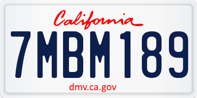 CA license plate 7MBM189