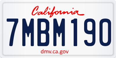 CA license plate 7MBM190