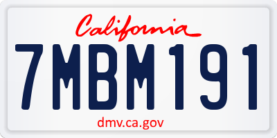 CA license plate 7MBM191