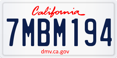 CA license plate 7MBM194