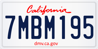 CA license plate 7MBM195