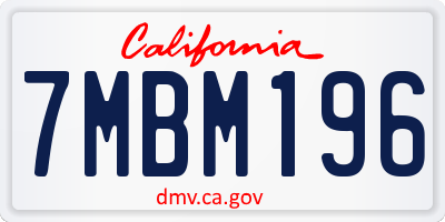 CA license plate 7MBM196