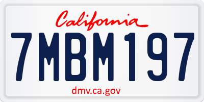 CA license plate 7MBM197