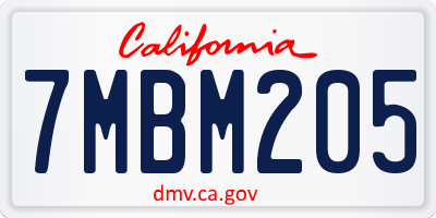 CA license plate 7MBM205