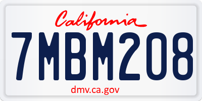 CA license plate 7MBM208