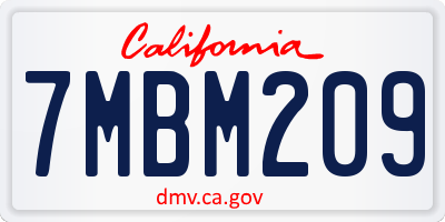 CA license plate 7MBM209