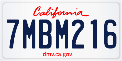 CA license plate 7MBM216