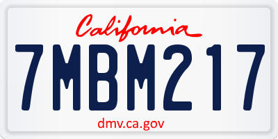 CA license plate 7MBM217