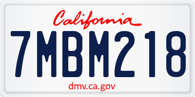 CA license plate 7MBM218