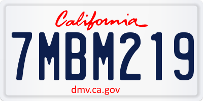 CA license plate 7MBM219