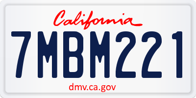 CA license plate 7MBM221