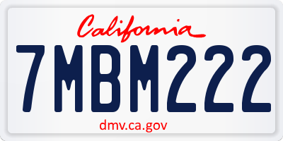 CA license plate 7MBM222