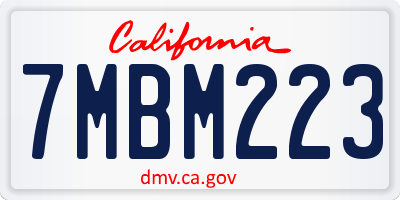 CA license plate 7MBM223