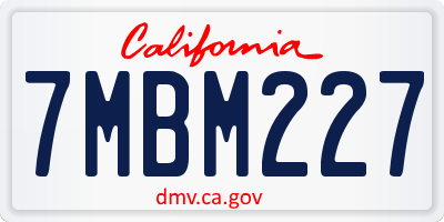 CA license plate 7MBM227