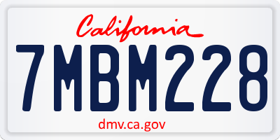 CA license plate 7MBM228