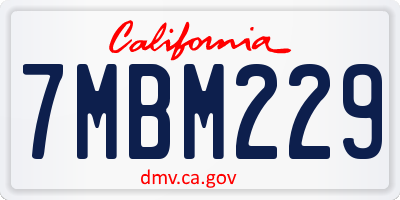 CA license plate 7MBM229
